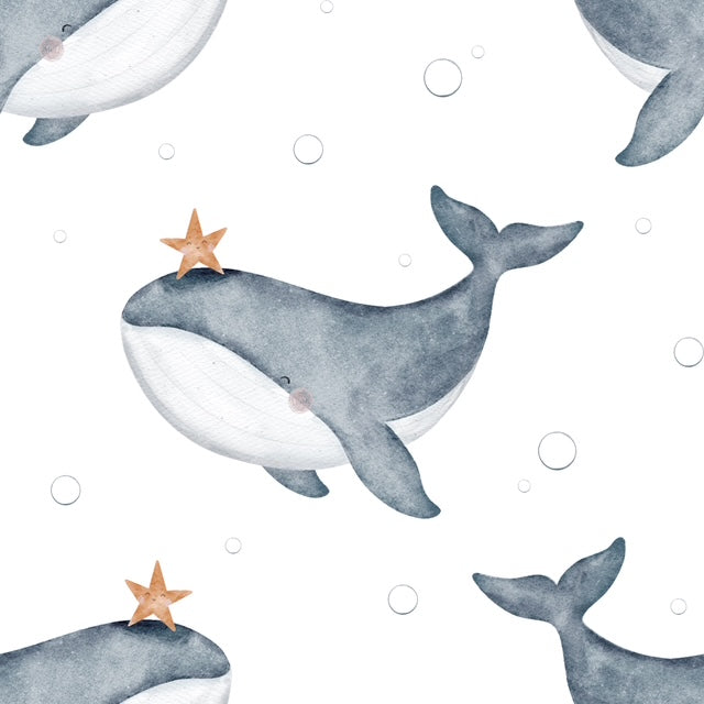 Wishing Whales Rompers (Duck Egg / White) image 6