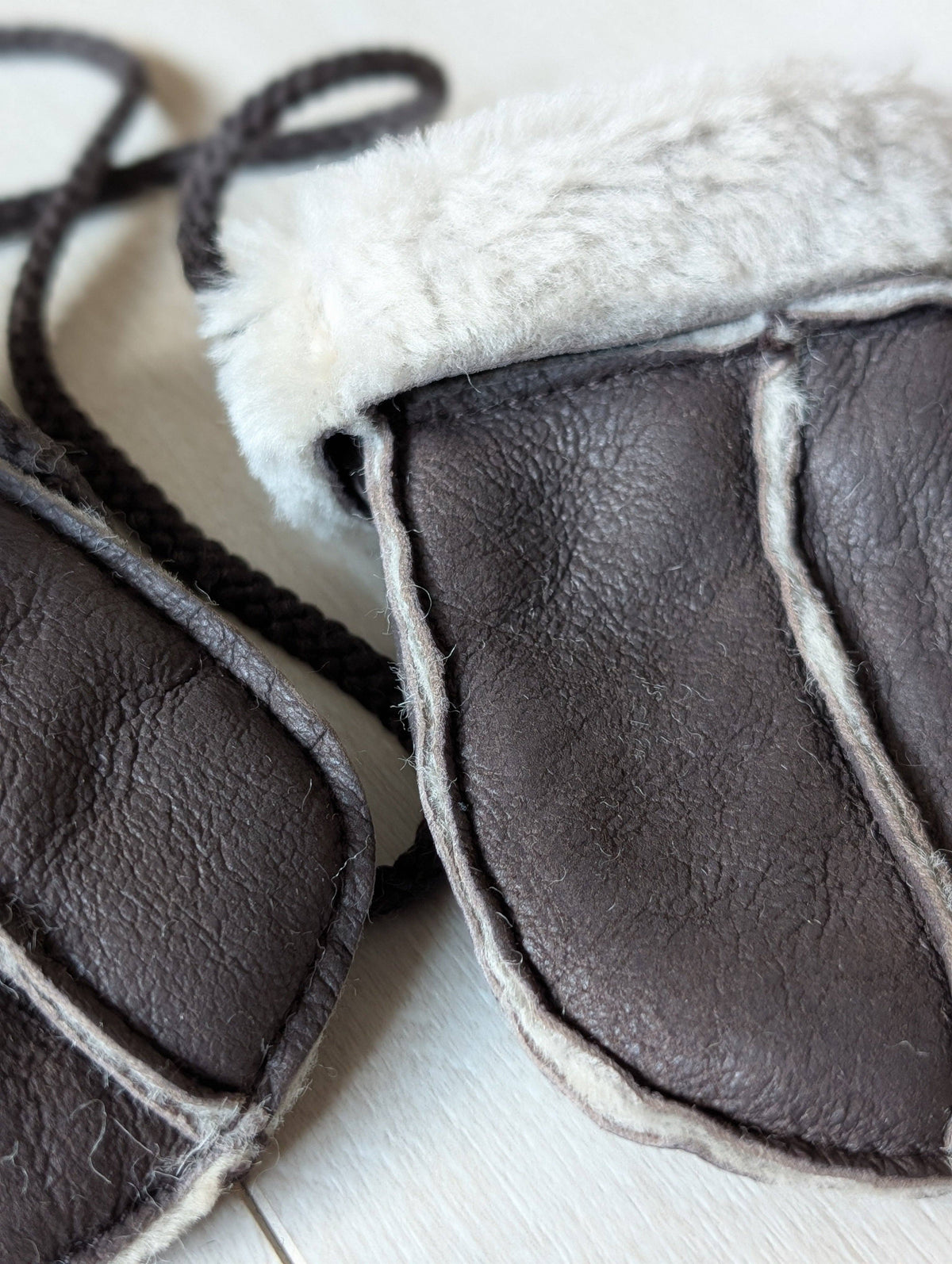 Sheepskin Baby Puddy Mitten - "Keep Safe" Cord