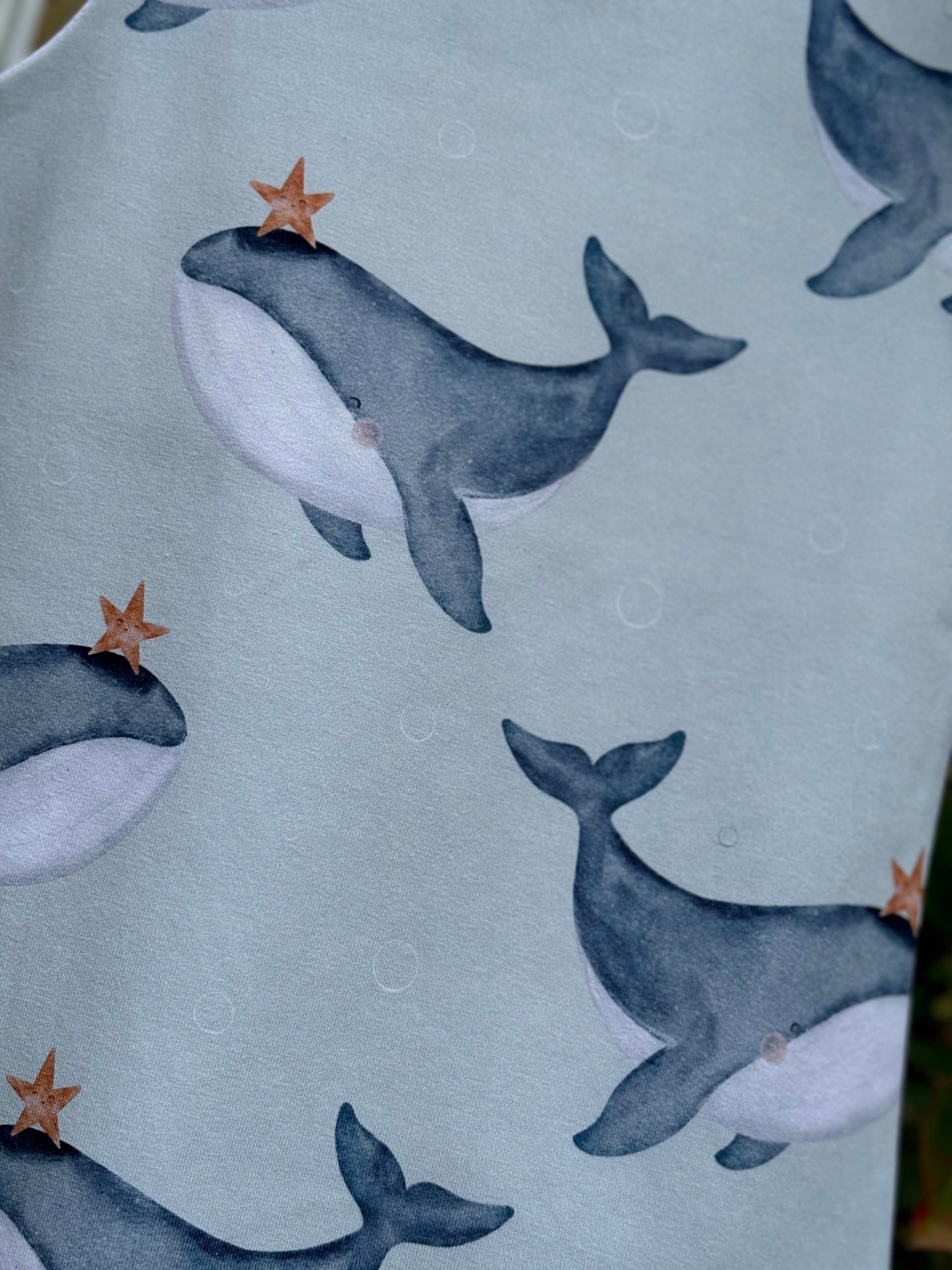 Wishing Whales Rompers (Duck Egg / White) image 3