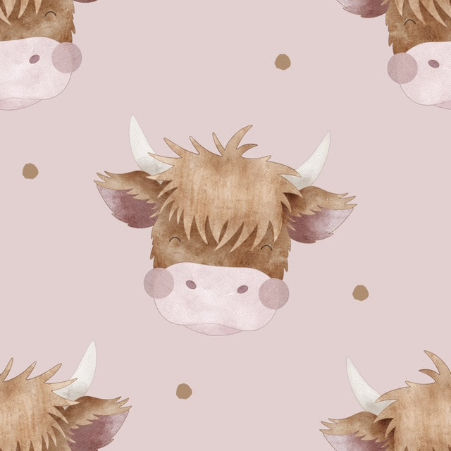 Highland Cow Faces Romper (Blue / Pink) image 1