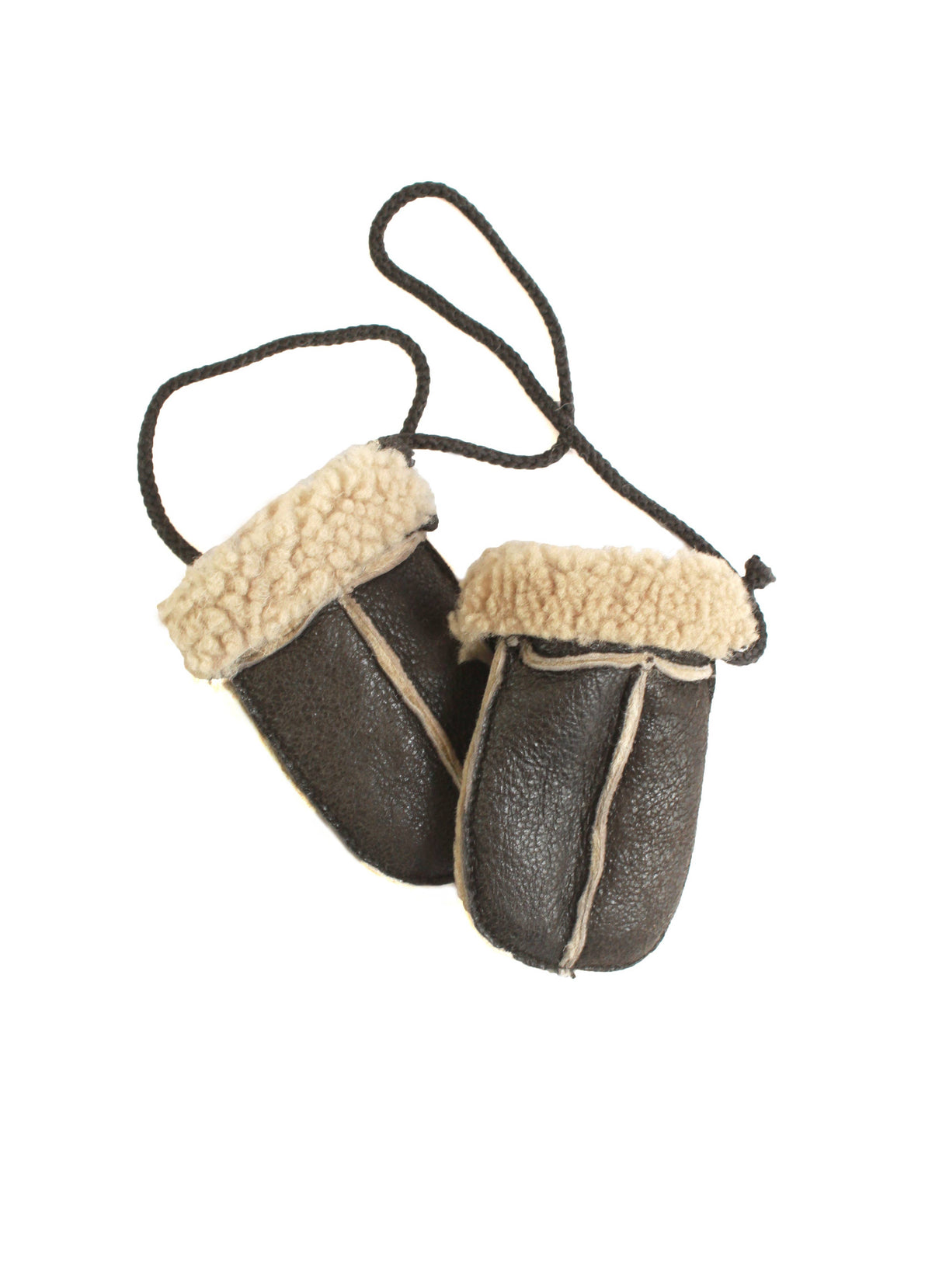 Sheepskin Baby Puddy Mitten - "Keep Safe" Cord