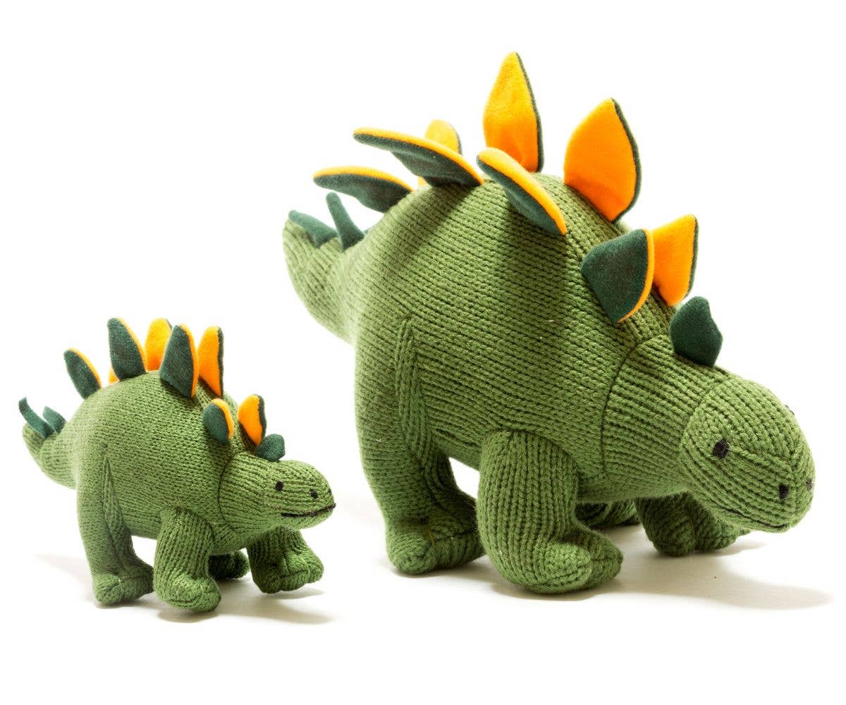 Dinosaur Soft Toy  Knitted Stegosaurus Moss Green and Orange