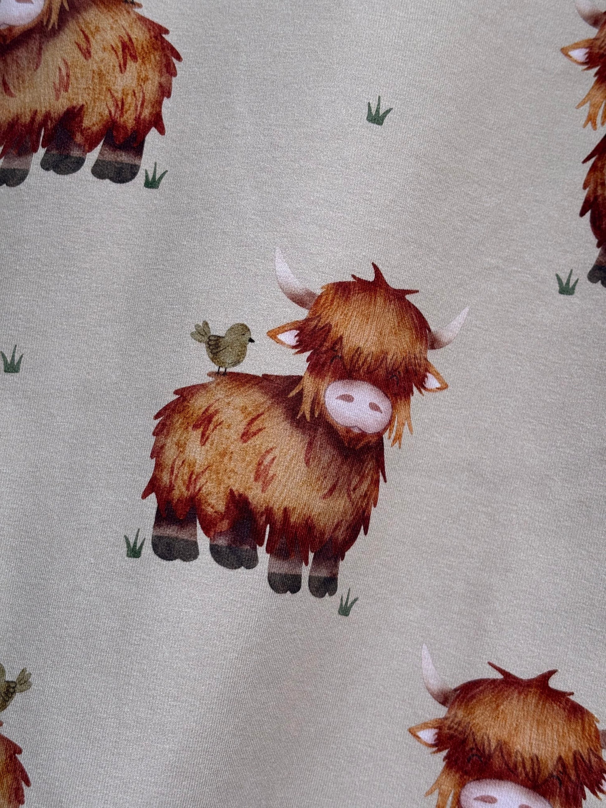 Highland Cow Romper (Beige / Buttercream) image 1
