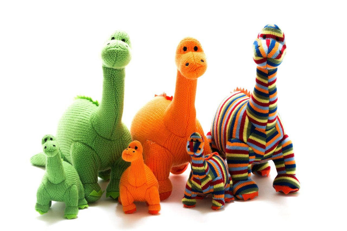 Dinosaur Soft Toy, Knitted Green Diplodocus Teddy