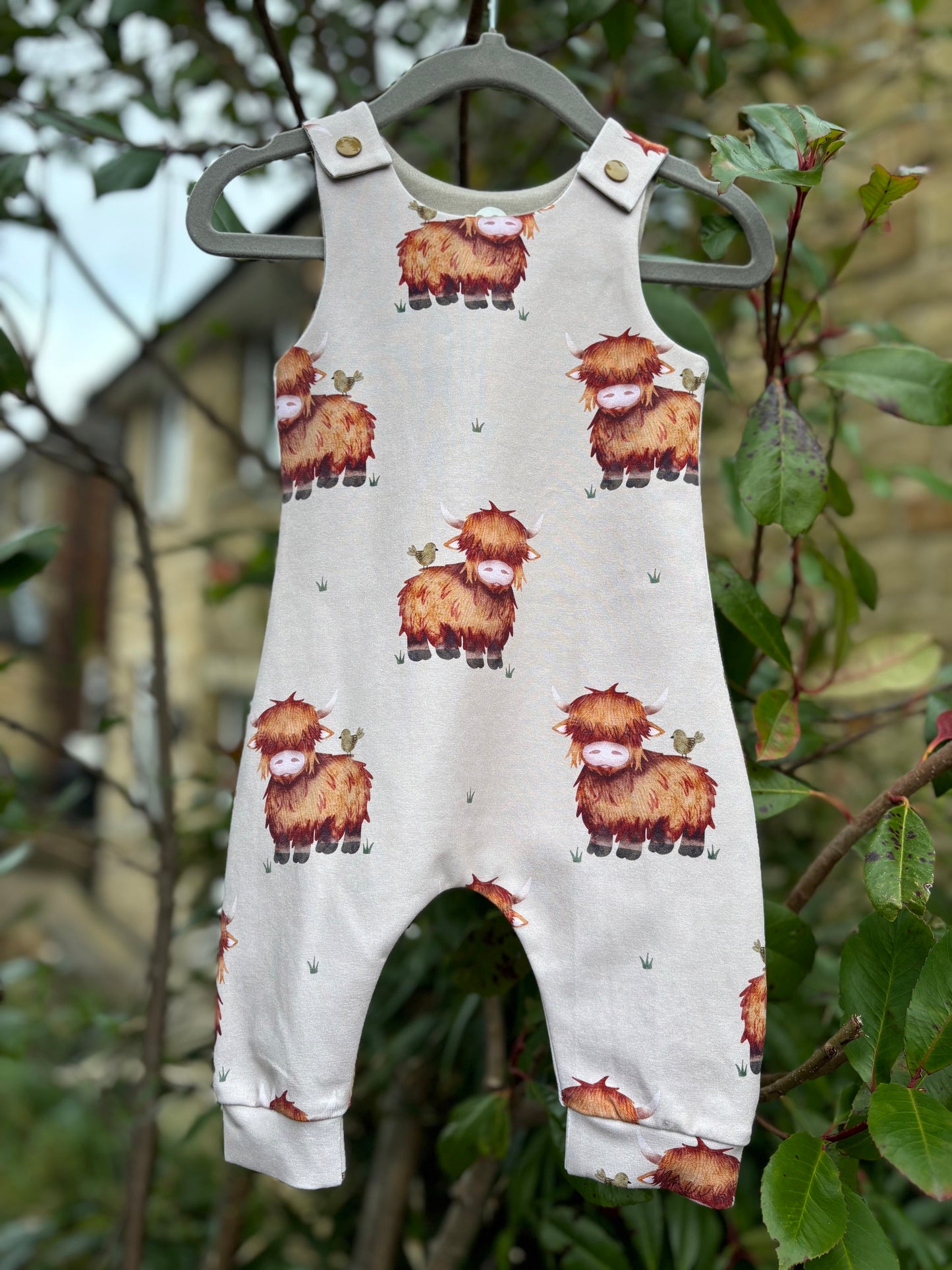 Highland Cow Romper (Beige / Buttercream) image 0