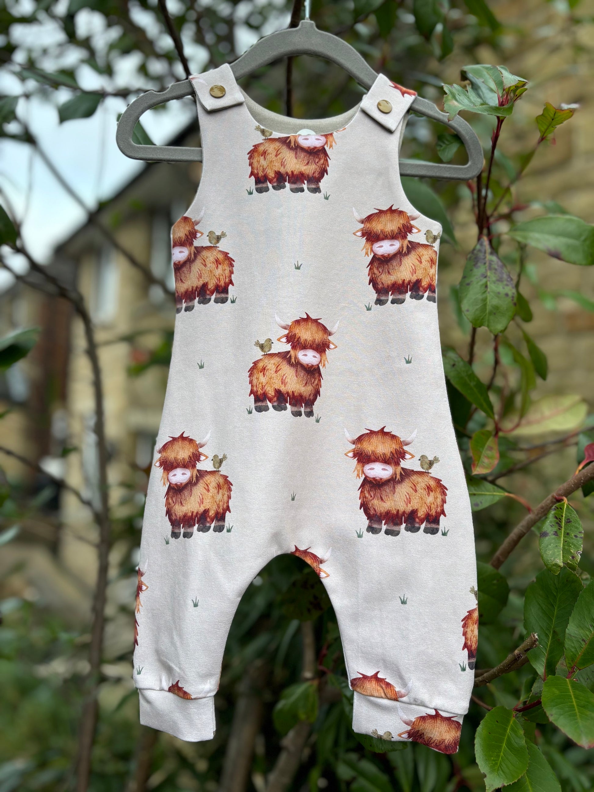 Highland Cow Romper (Beige / Buttercream) image 0