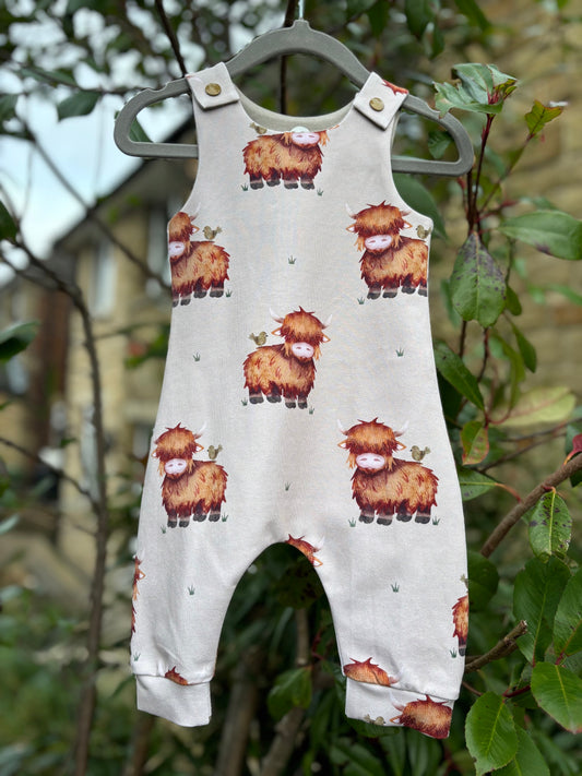 Highland Cow Romper (Beige / Buttercream) image 0