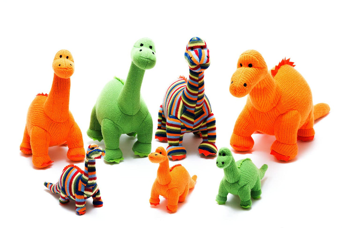 Dinosaur Soft Toy, Knitted Green Diplodocus Teddy