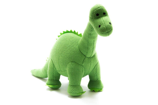 Dinosaur Soft Toy, Knitted Green Diplodocus Teddy