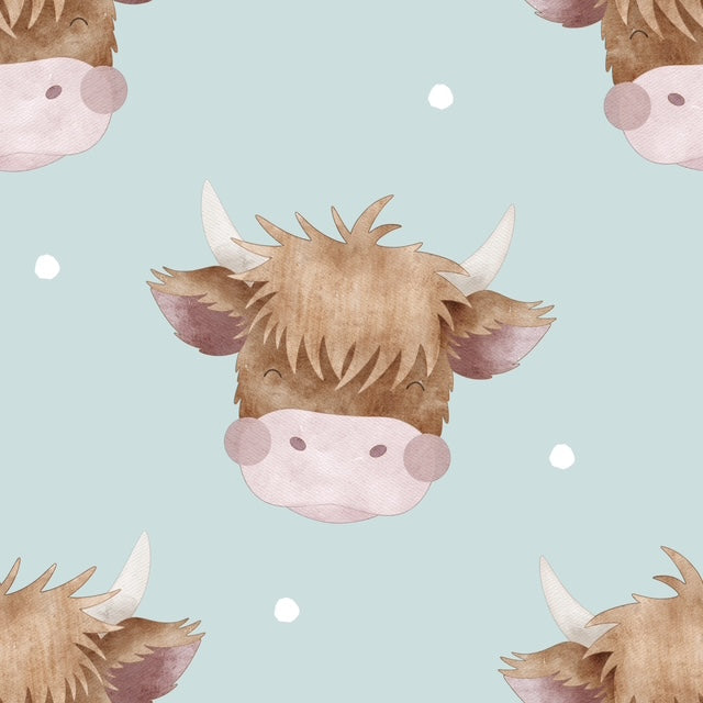 Highland Cow Faces Romper (Blue / Pink) image 0