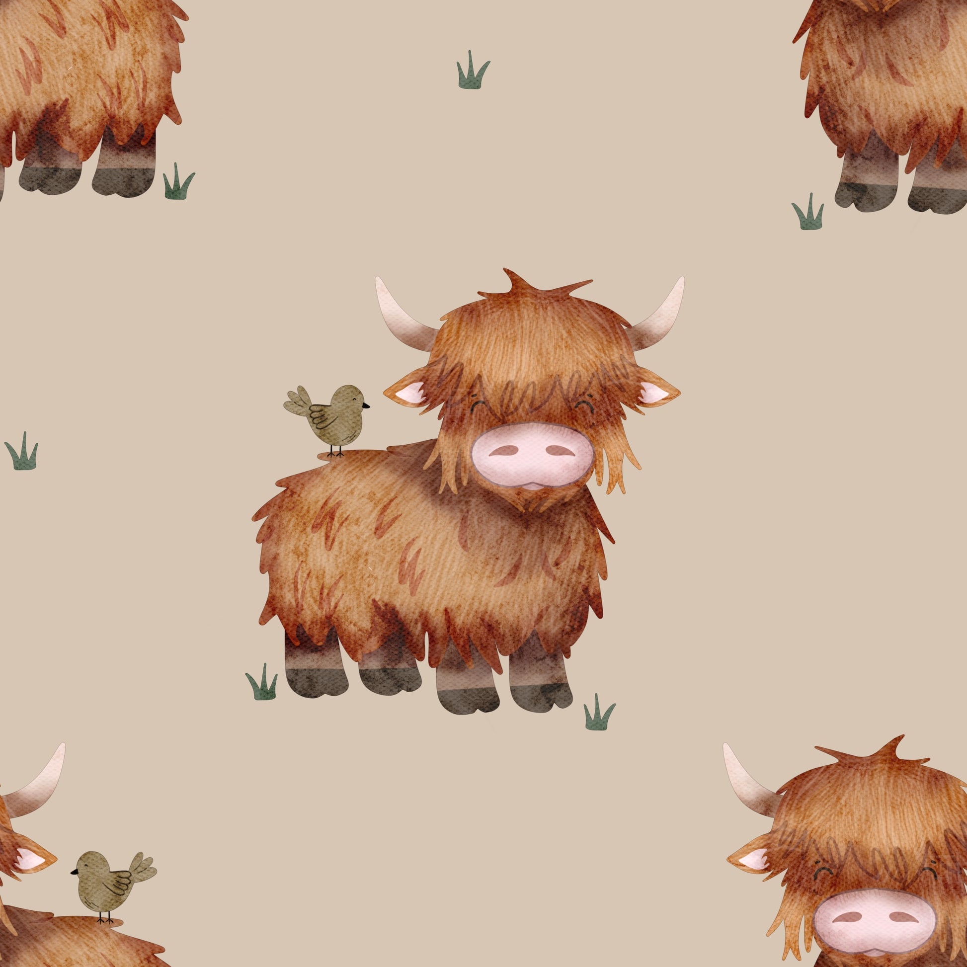 Highland Cow Romper (Beige / Buttercream) image 4