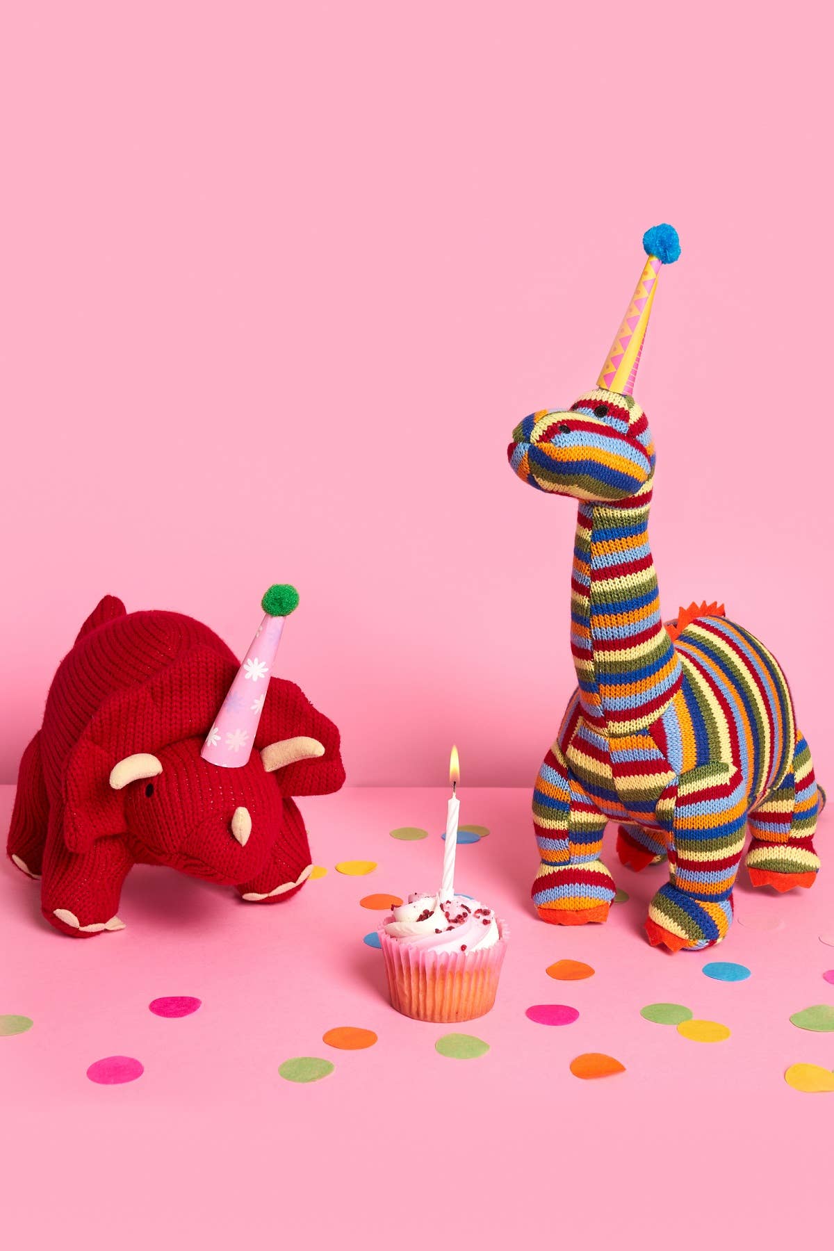 Dinosaur Soft Toy, Knitted Stripe Diplodocus Teddy