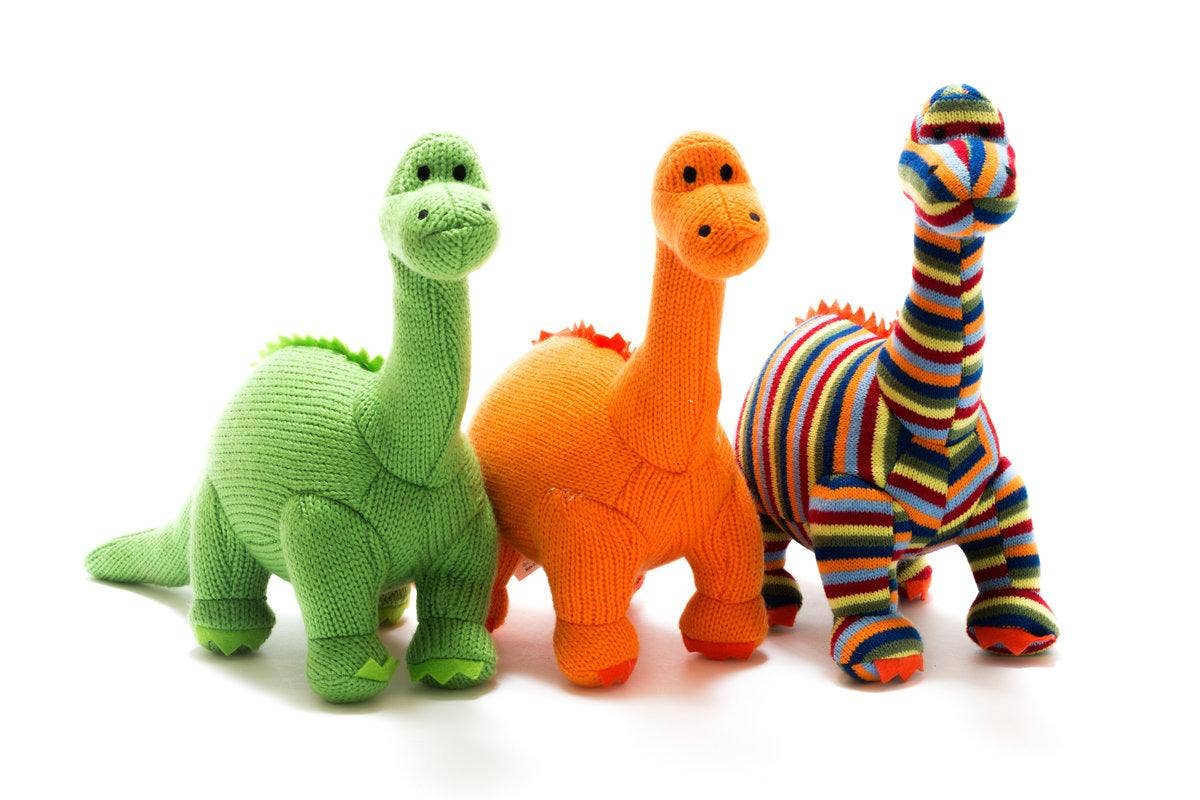 Dinosaur Soft Toy, Knitted Green Diplodocus Teddy