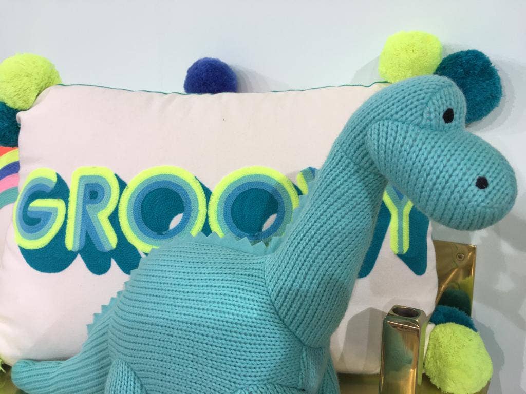 Dinosaur Teddy - Knitted Diplodocus Soft Toy Ice Blue